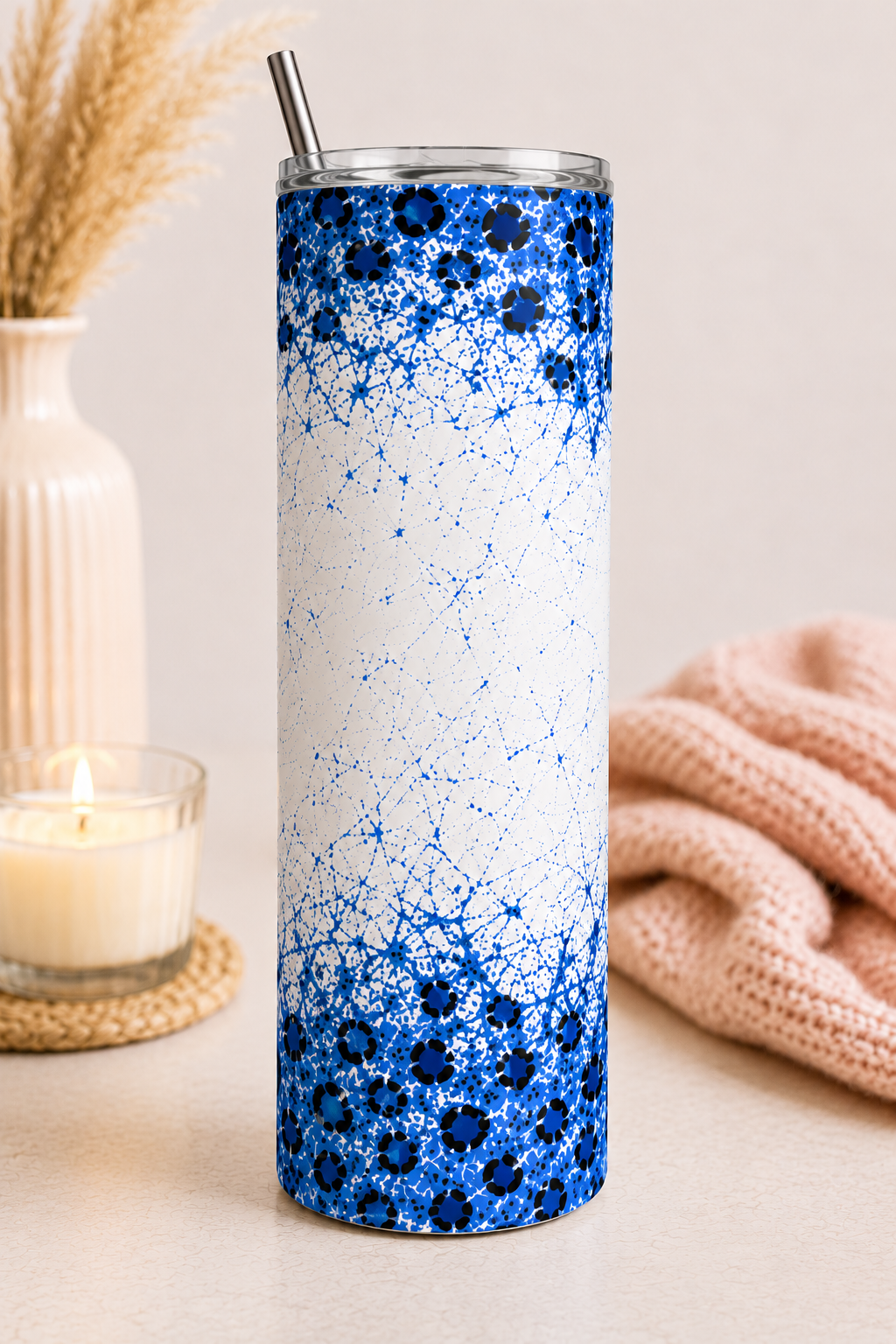 Overstimulated Mom Tumbler - Blue - back