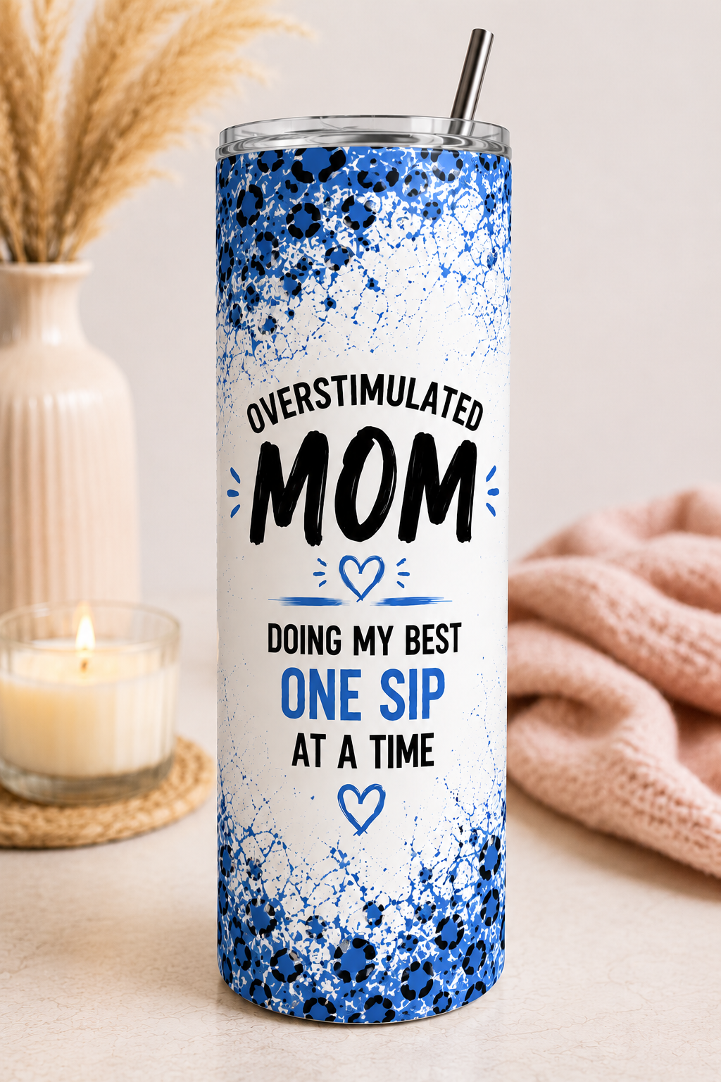 Overstimulated Mom Tumbler - Blue
