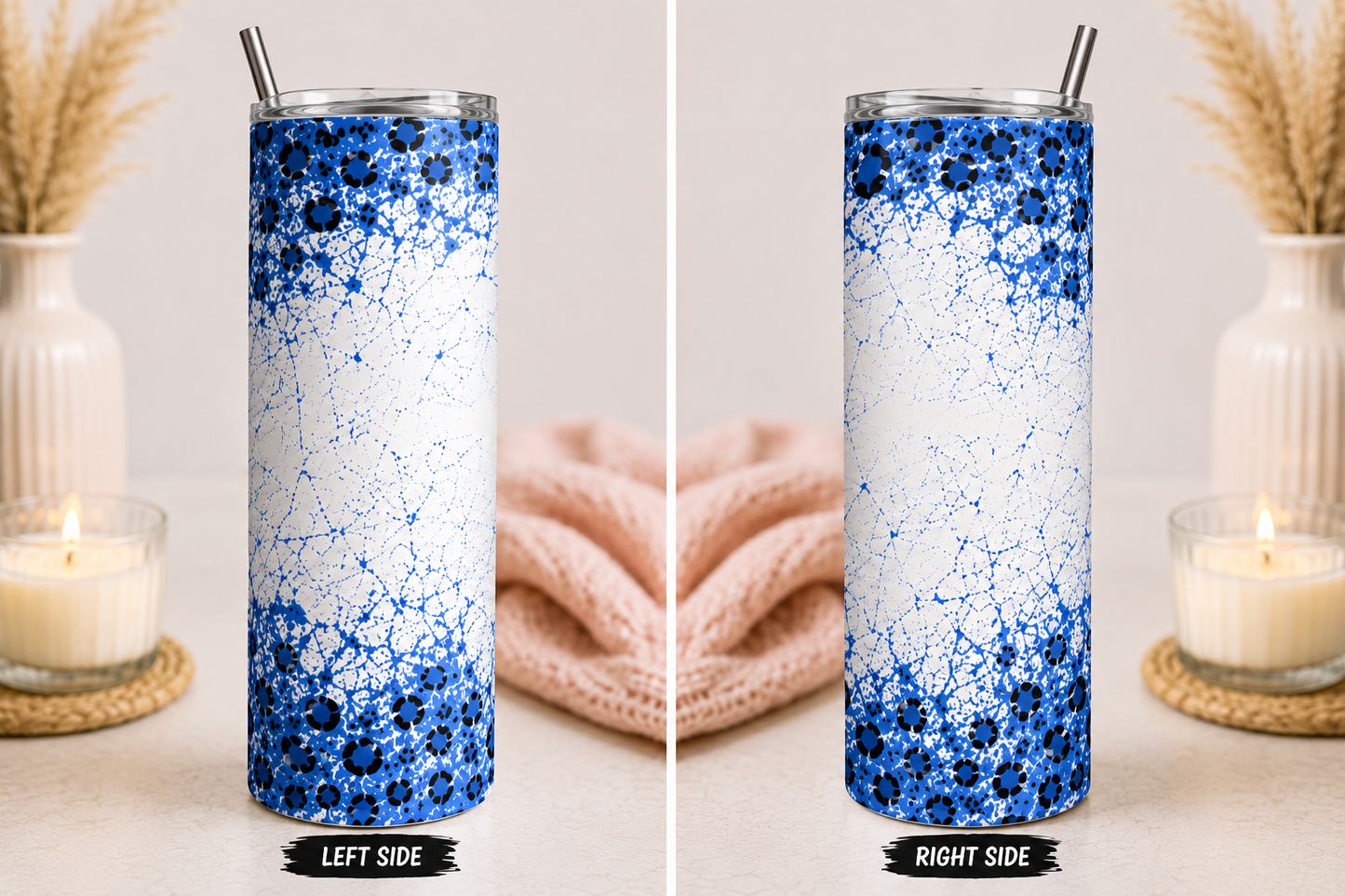 Overstimulated Mom Tumbler - Blue - left and right side