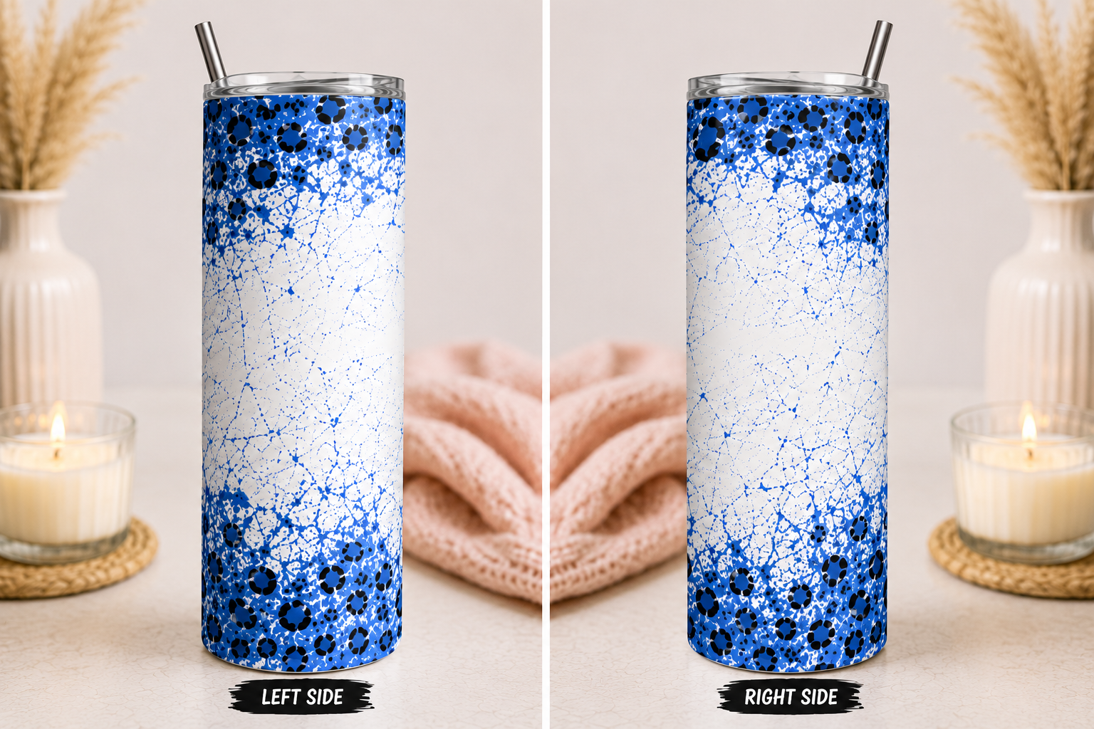 Overstimulated Mom Tumbler - Blue - left and right side