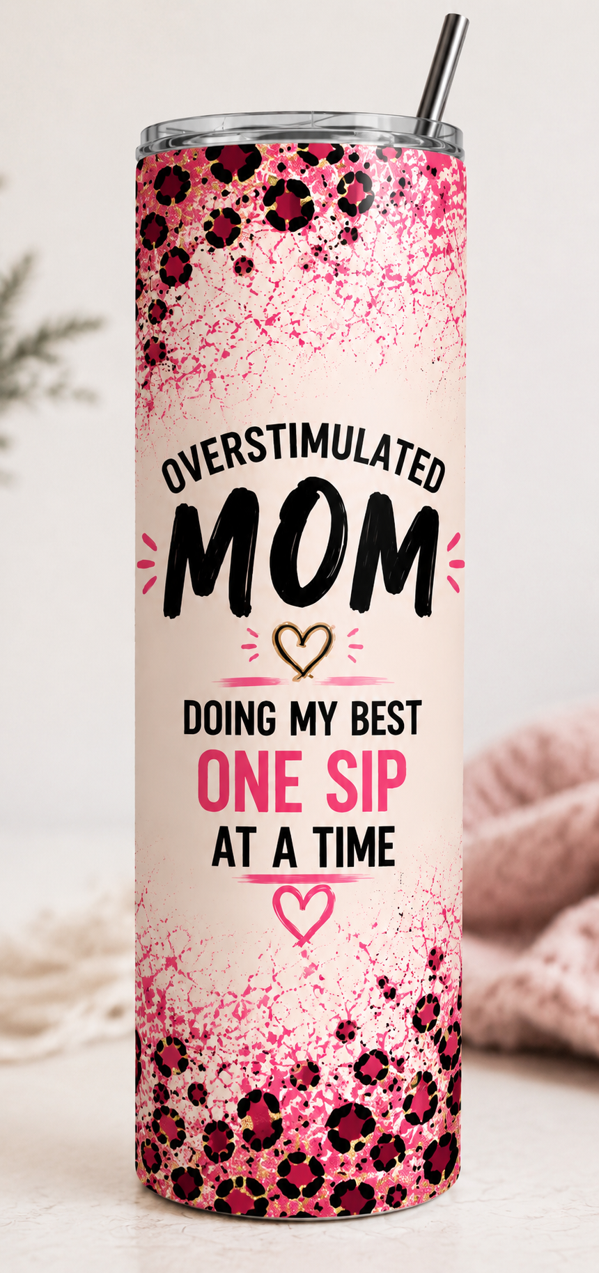 Overstimulated Mom Tumbler - Pink