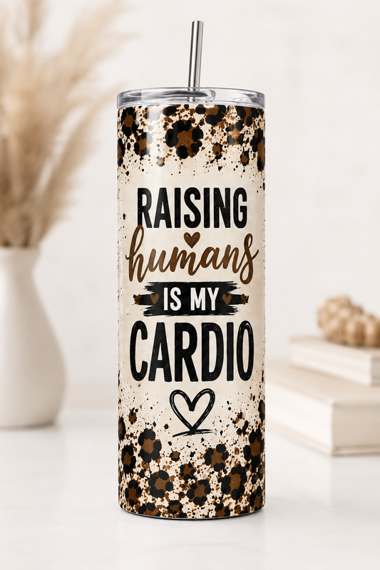 Raising Humans Is My Cardio tumbler front view